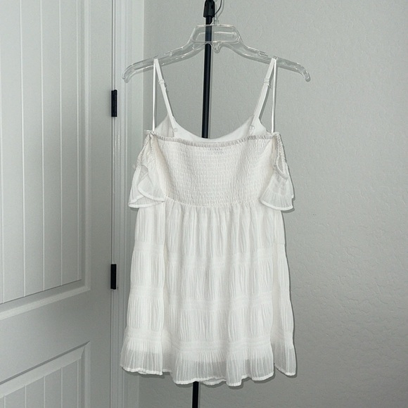 MISS ME WHITE COLD SHOULDER MINI DRESS Smocked Back with adjustable straps Sz S - Picture 3 of 17
